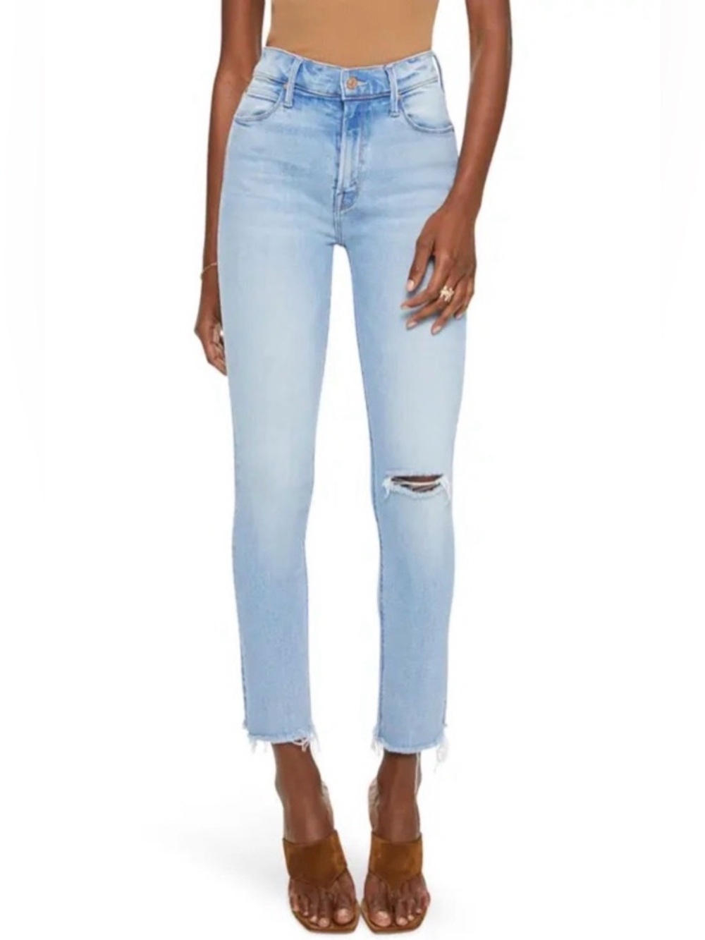 Mother The Dazzler Ankle Fray Jeans in Hopeless Romantic